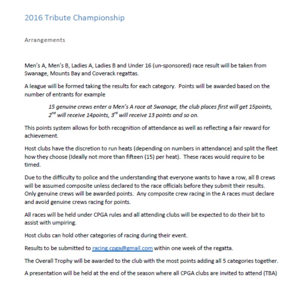 Tribute info 2016