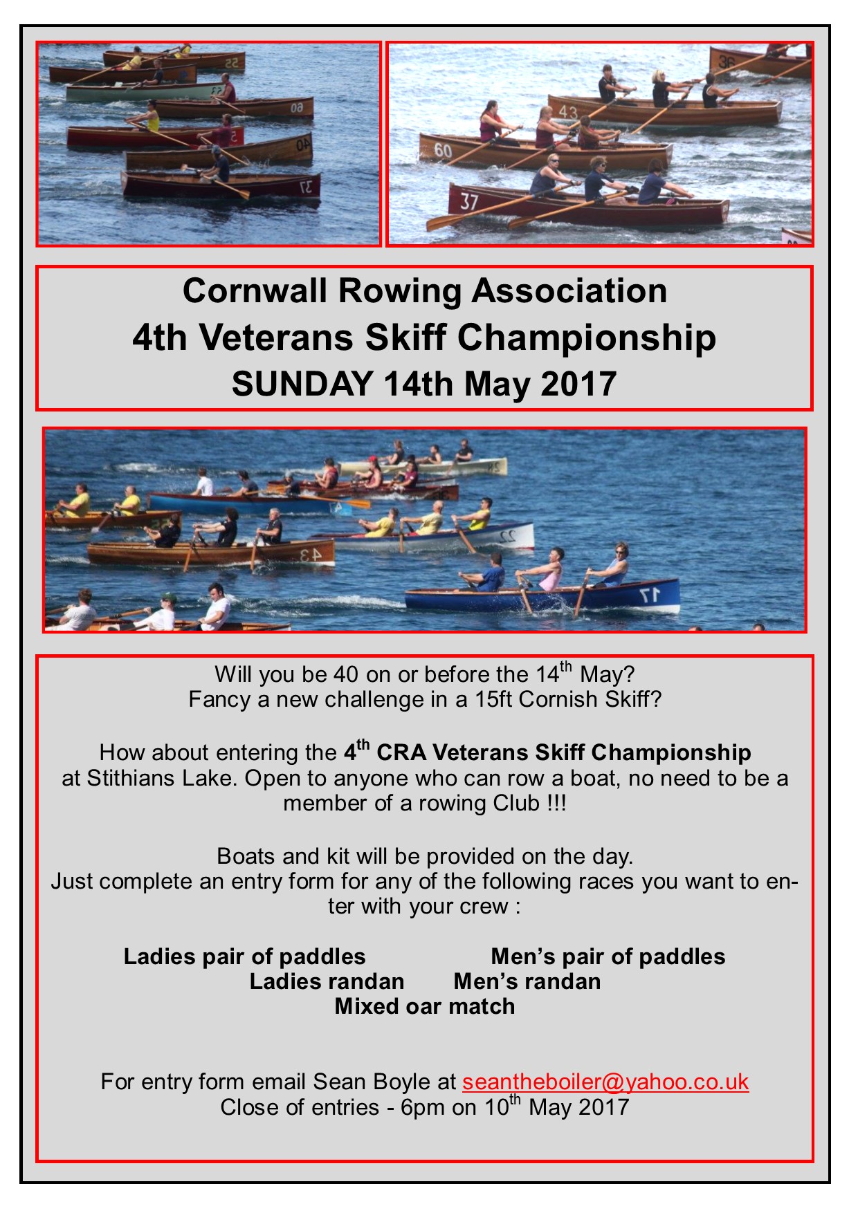 Cornish Rowing Association Veterans Event Invite